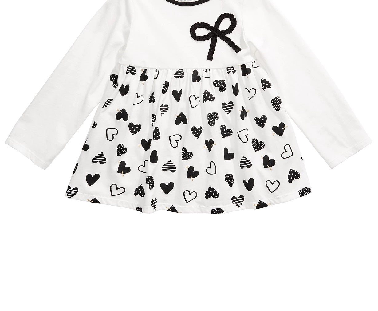 Túnica infantil de algodão com laço e coração First Impressions para meninas, tamanho 2T