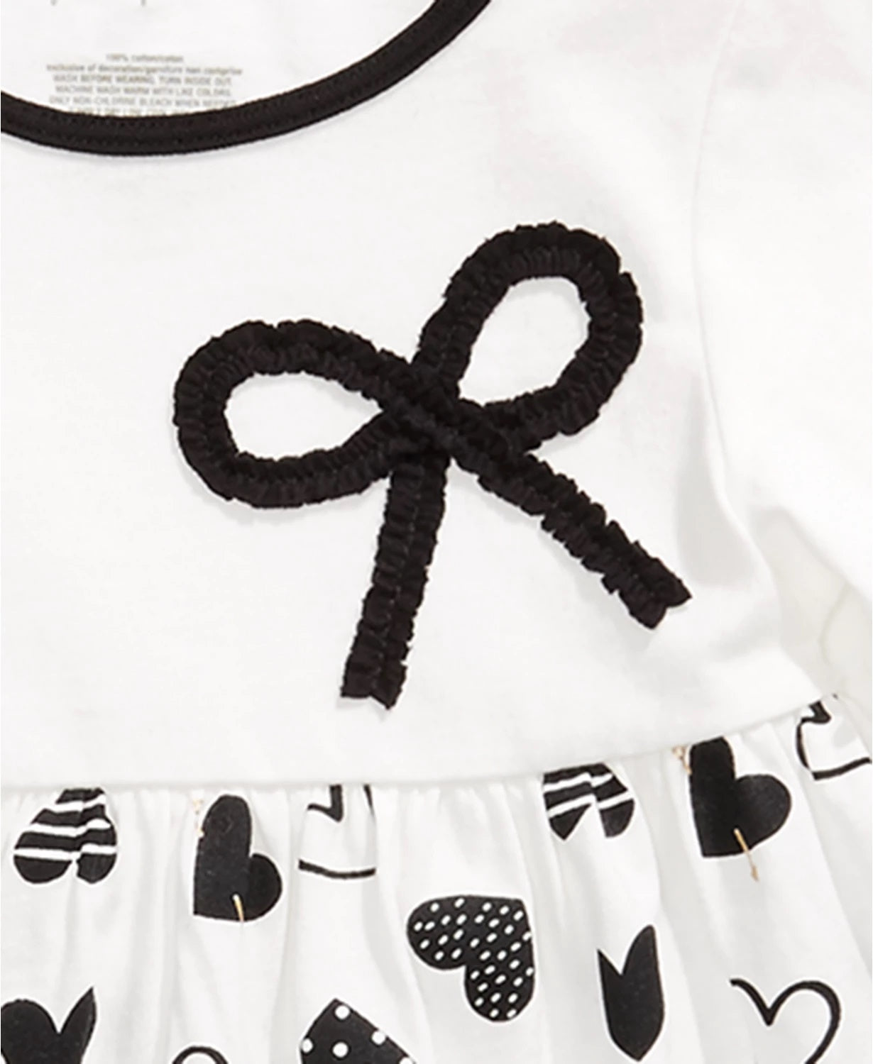 Túnica infantil de algodão com laço e coração First Impressions para meninas, tamanho 3T