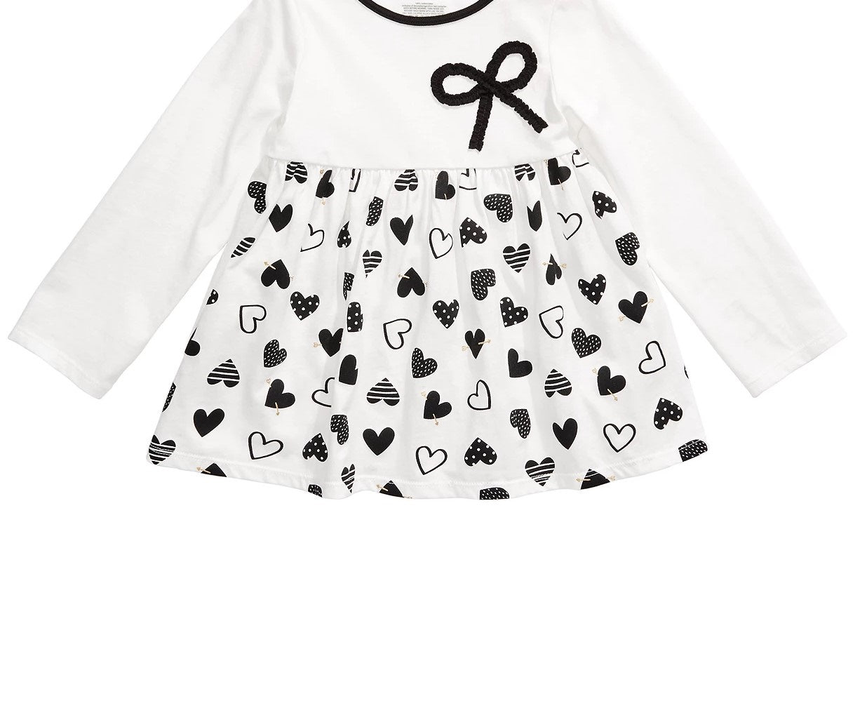 Túnica infantil de algodão com laço e coração First Impressions para meninas, tamanho 3T