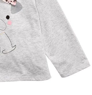 Camiseta infantil First Impressions Baby Girl com laço de cachorro, cinza, tamanho 12 meses