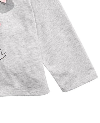 Camiseta infantil First Impressions Baby Girl com laço de cachorro, cinza, tamanho 18 meses