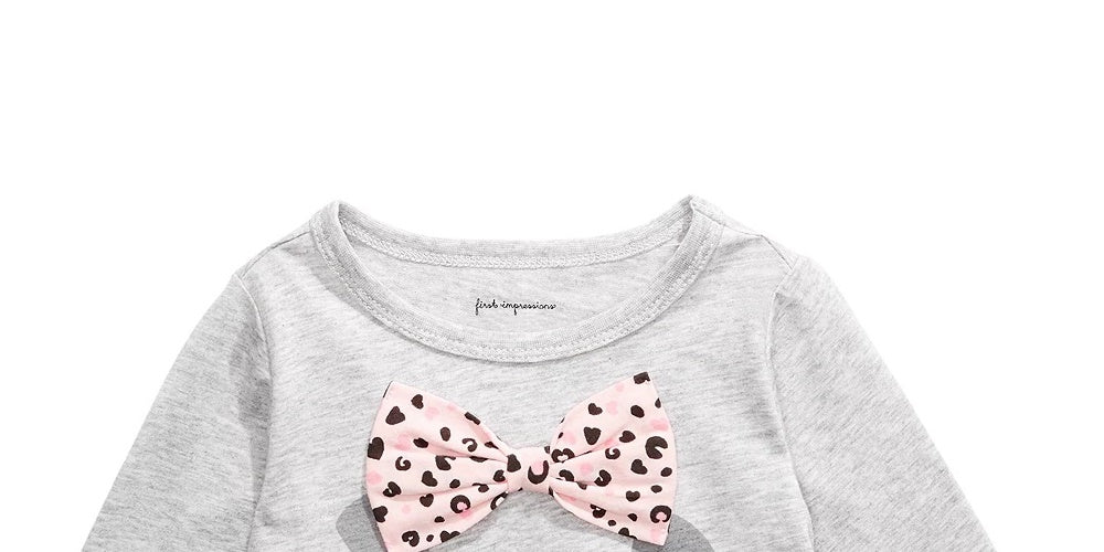 Camiseta infantil com laço para cachorro First Impressions, cinza, tamanho 24 meses
