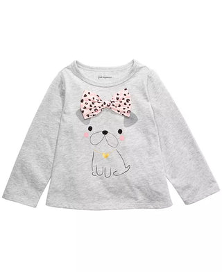 Camiseta infantil com laço para cachorro First Impressions, cinza, tamanho 3 a 6 meses