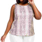 INC International Concepts Top feminino plus size com lantejoulas flippy rosa tamanho 1X