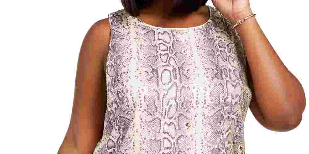 INC International Concepts Top feminino plus size com lantejoulas flippy rosa tamanho 1X