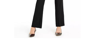 Calça Alfani Feminina com Fenda e Corte Bootcut, Preta, Tamanho 4