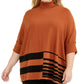 Poncho feminino Alfani Plus Size Colorblocked Gola Alta Marrom Tamanho 2X