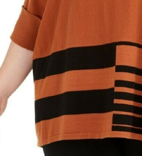Poncho feminino Alfani Plus Size Colorblocked Gola Alta Marrom Tamanho 2X