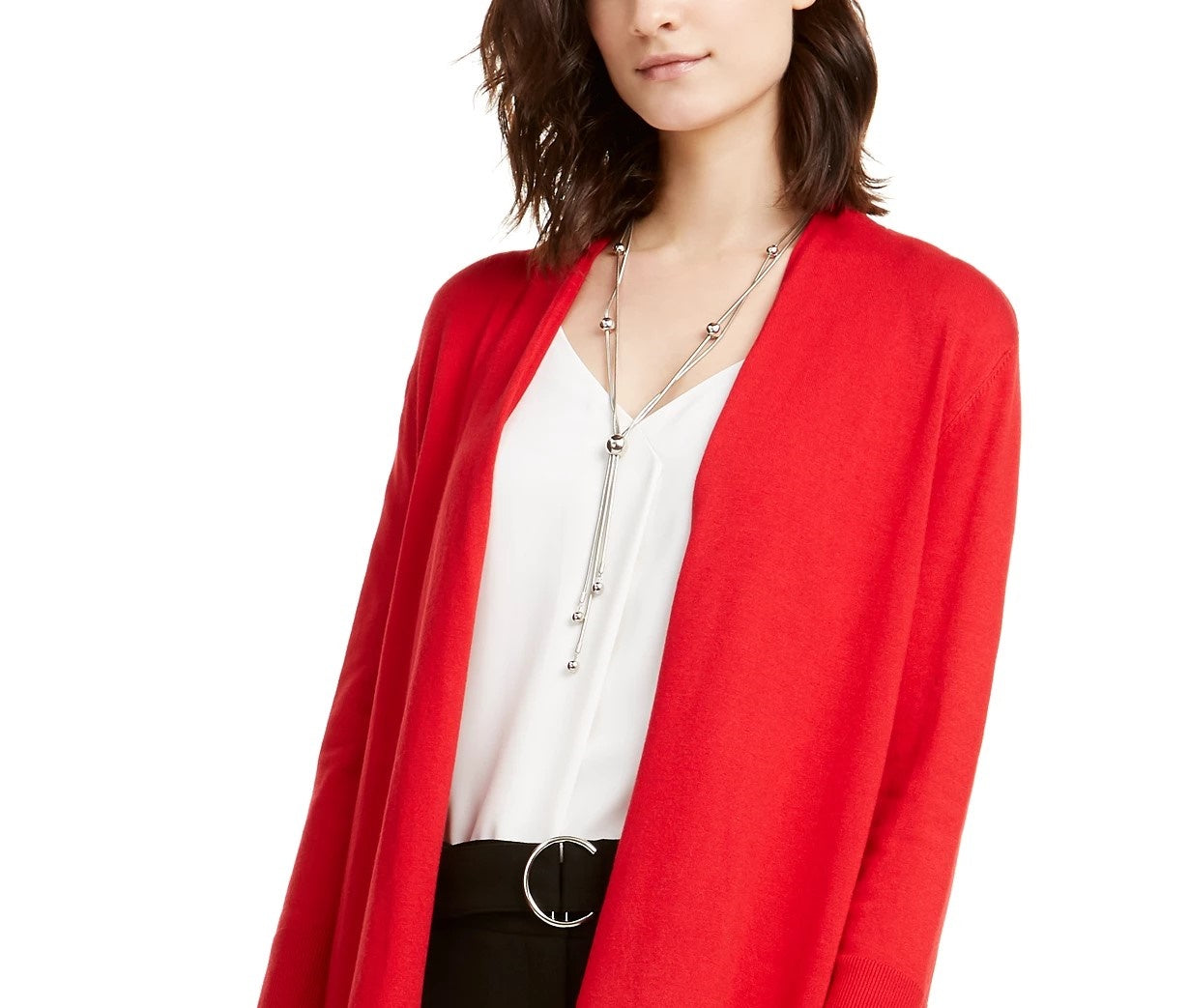 Cardigan feminino Alfani com mangas abertas e botões, vermelho, tamanho pequeno