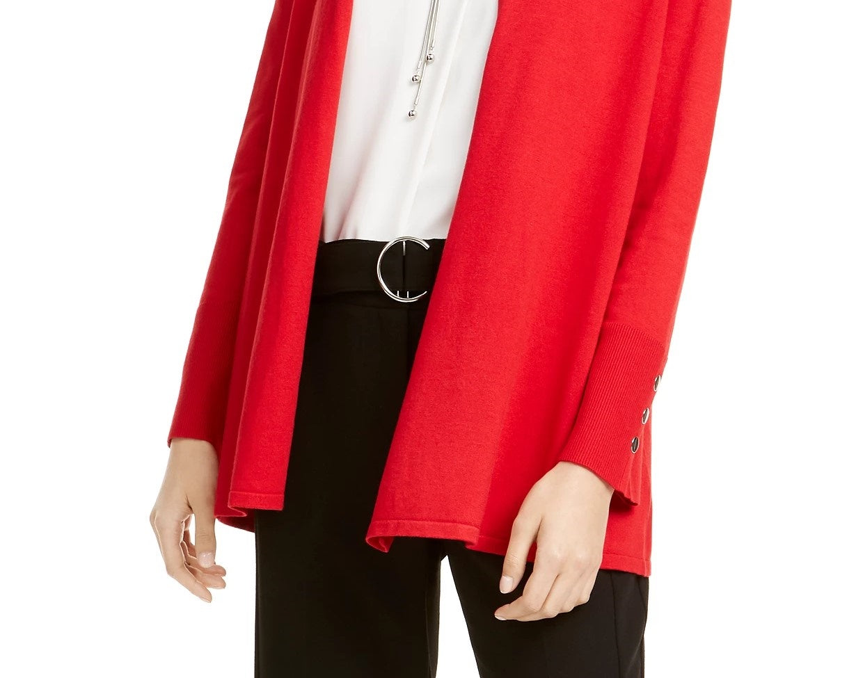 Cardigan feminino Alfani com mangas abertas e botões, vermelho, tamanho pequeno
