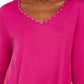 JM Collection Top Feminino Mixed Media Studs Rosa Tamanho X-S