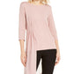 Blusa transparente com sobreposição assimétrica Alfani feminina rosa escuro tamanho grande