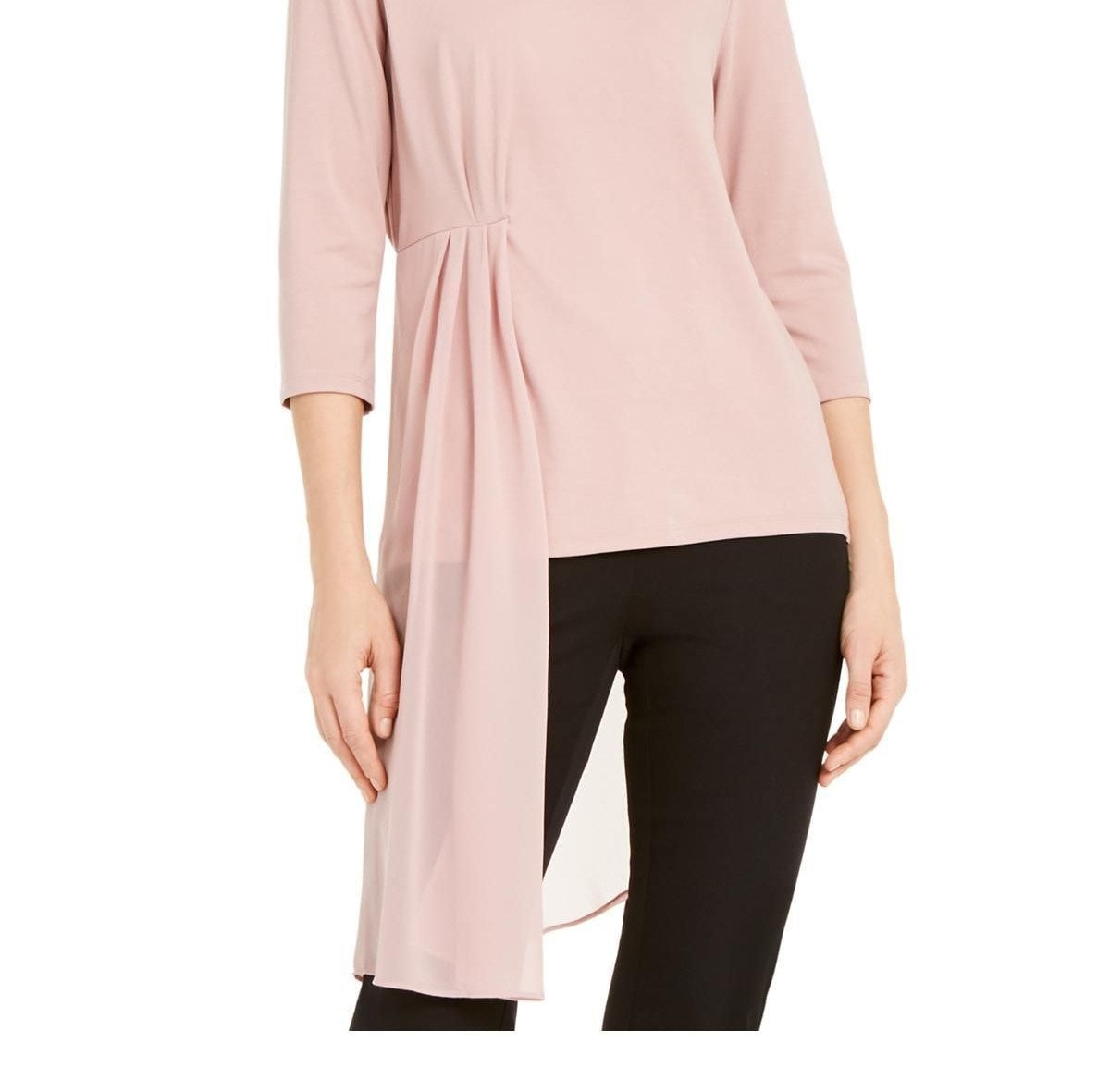 Blusa transparente com sobreposição assimétrica Alfani feminina rosa escuro tamanho grande