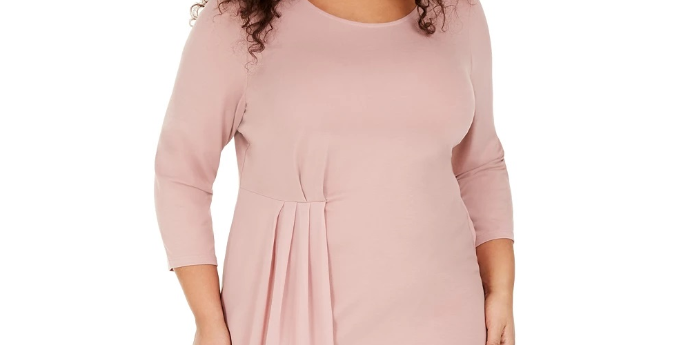 Blusa feminina Alfani com sobreposição assimétrica rosa tamanho 3X