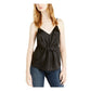 INC International Concepts Top feminino liso com torção frontal, preto, tamanho grande
