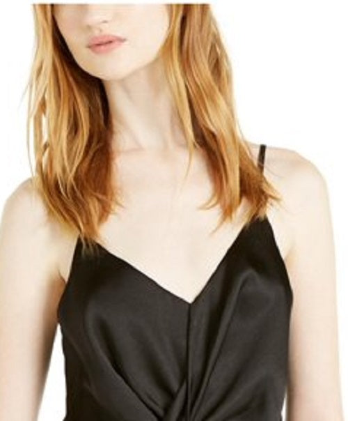 INC International Concepts Top feminino liso com torção frontal, preto, tamanho grande