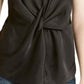 INC International Concepts Top feminino liso com torção frontal, preto, tamanho grande