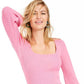 Suéter feminino Bar III Becca Tilley x com gola quadrada, rosa, tamanho grande