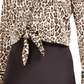 Top de cetim com estampa de leopardo Becca Tilley X da Bar III para mulheres, bege, tamanho XX-G