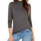 Blusa feminina estilo &amp; co com gola falsa, cor carvão, tamanho pequeno, extragrande
