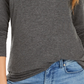 Blusa feminina estilo &amp; co com gola falsa, cor carvão, tamanho pequeno, extragrande