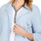 Jaqueta Karen Scott Feminina French Terry com Gola Notched Azul Tamanho Grande