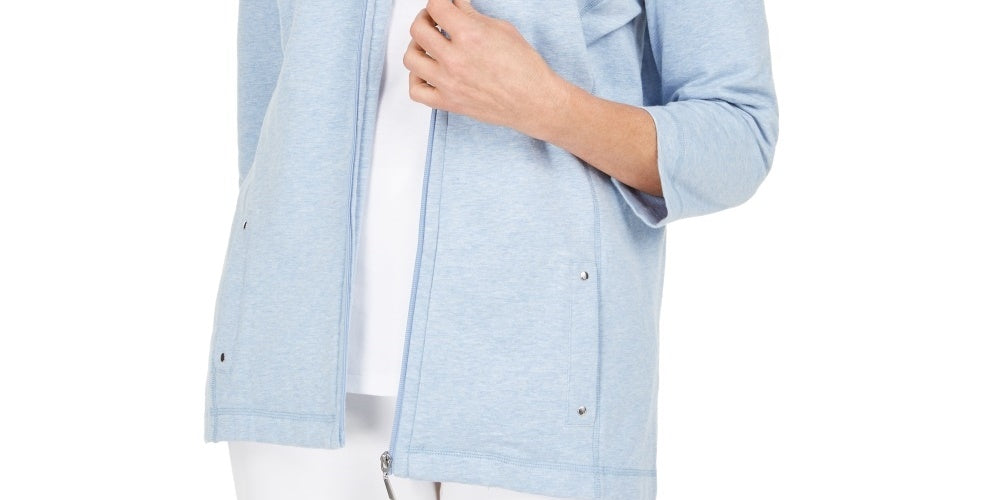 Jaqueta Karen Scott Feminina French Terry com Gola Notched Azul Tamanho Grande