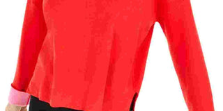 Suéter feminino Bar III vermelho de manga comprida e gola redonda, tamanho pequeno