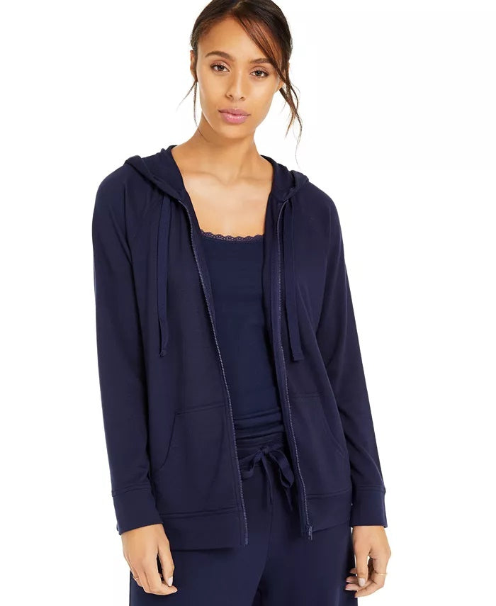 Moletom com capuz French Terry feminino Style &amp; Co, azul marinho, tamanho pequeno