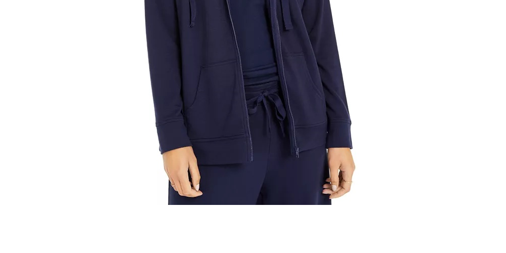 Moletom com capuz French Terry feminino Style &amp; Co, azul marinho, tamanho pequeno