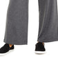 Calça feminina estilo &amp; co, perna larga, cintura amarrada, cinza escuro, tamanho grande