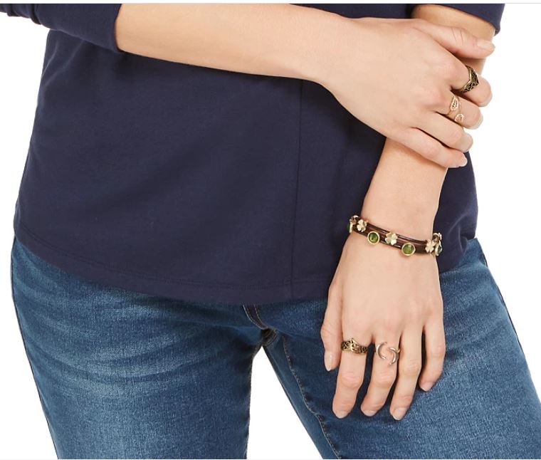 Blusa feminina com decote aberto e manga curta estilo &amp; co, azul marinho, tamanho pequeno