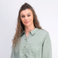 Camisa feminina Charter Club de tencel liso, verde, tamanho pequeno