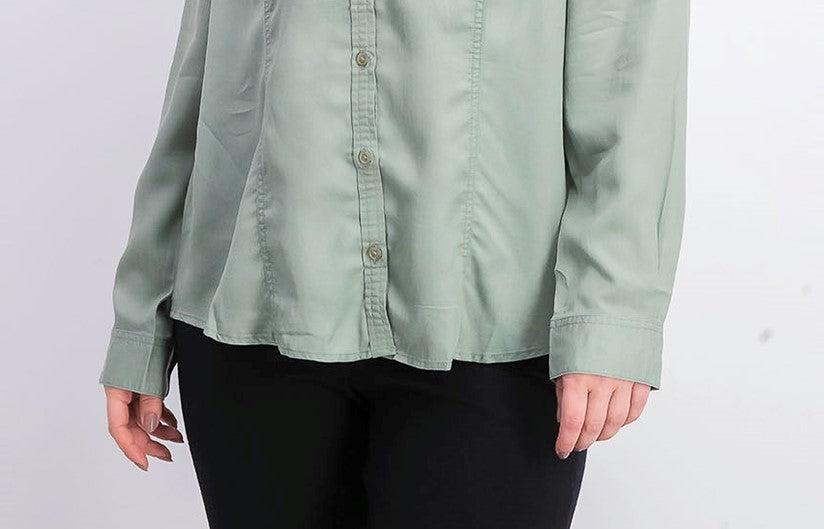 Camisa feminina Charter Club de tencel liso, verde, tamanho pequeno