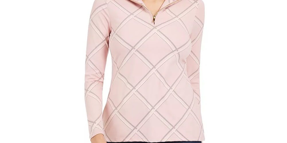 Blusa feminina estampada com decote falso, tamanho pequeno, rosa, médio
