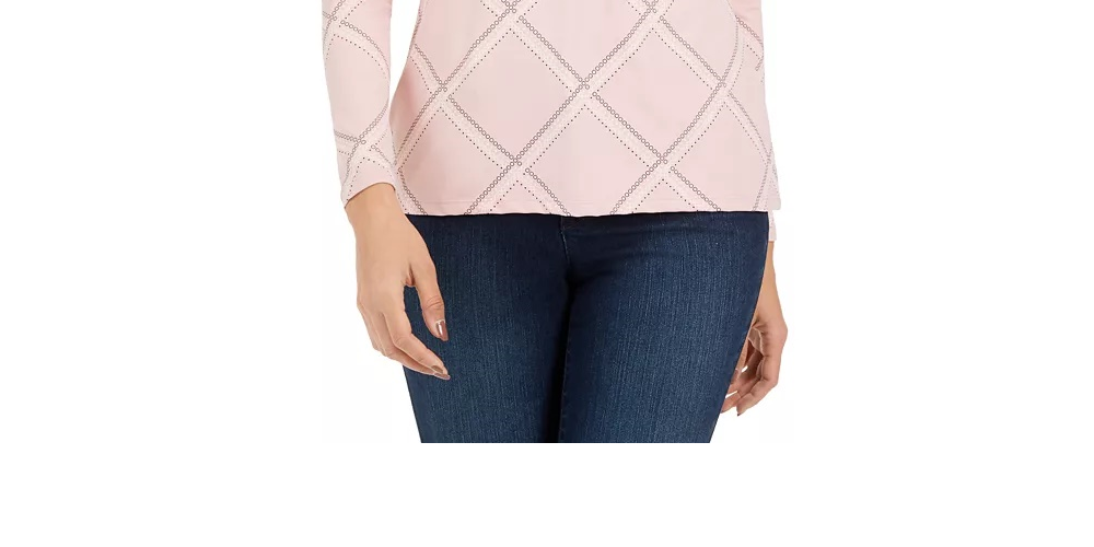 Blusa feminina estampada com decote falso, tamanho pequeno, rosa, médio
