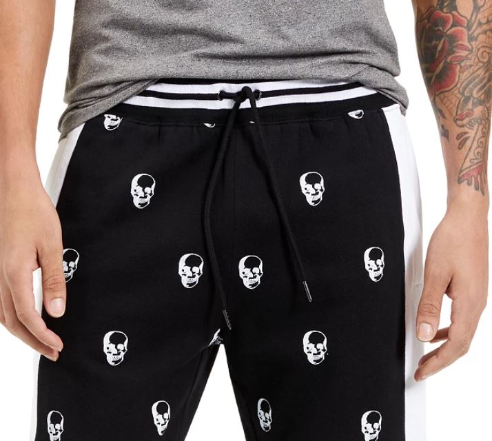Calça jogger masculina INC International Concepts Skull preta tamanho grande