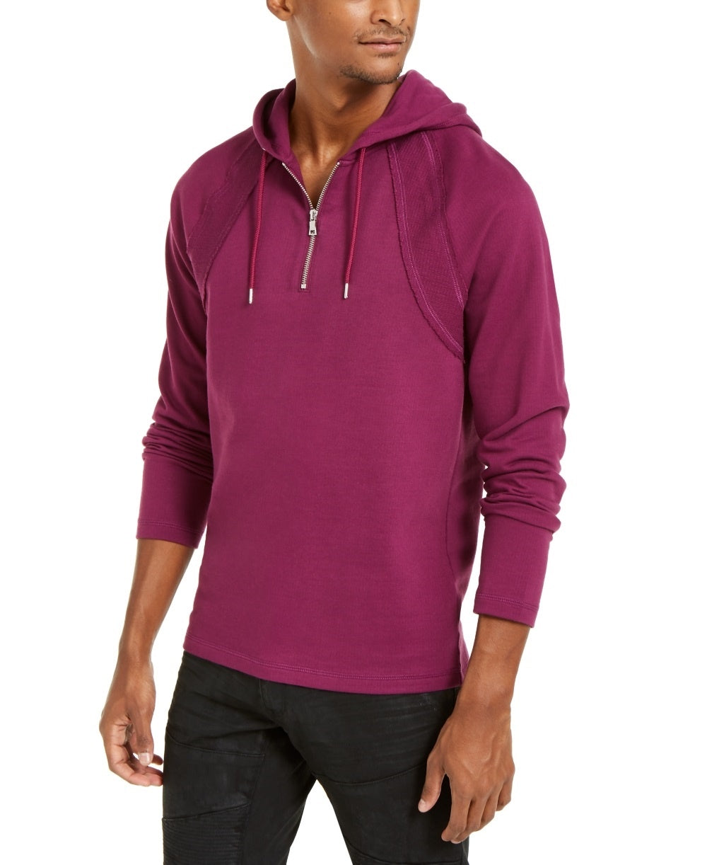 Suéter masculino com capuz e zíper de um quarto da INC International Concepts, roxo clássico, tamanho pequeno
