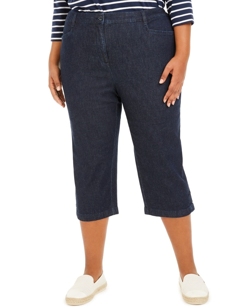 Calça Capri Jeans Plus Size Karen Scott Feminina Azul Tamanho Pequeno Pequeno