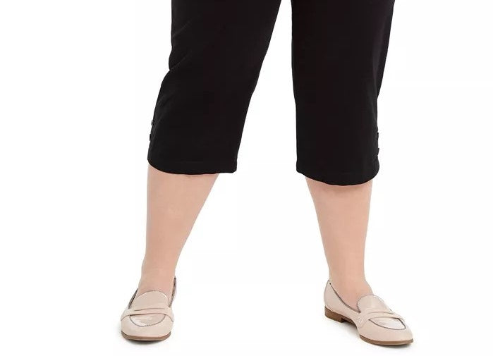 Calça Capri Feminina Karen Scott Stretch Tummy Control Preta Tamanho 18W