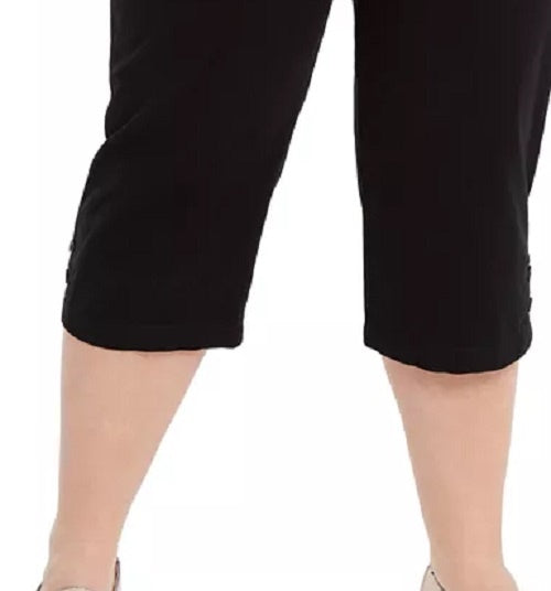 Calça Capri Karen Scott Feminina Plus Stretch Tummy Control Preta Tamanho 20W
