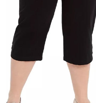 Calça Capri Karen Scott Feminina Plus Stretch Tummy Control Preta Tamanho 20W