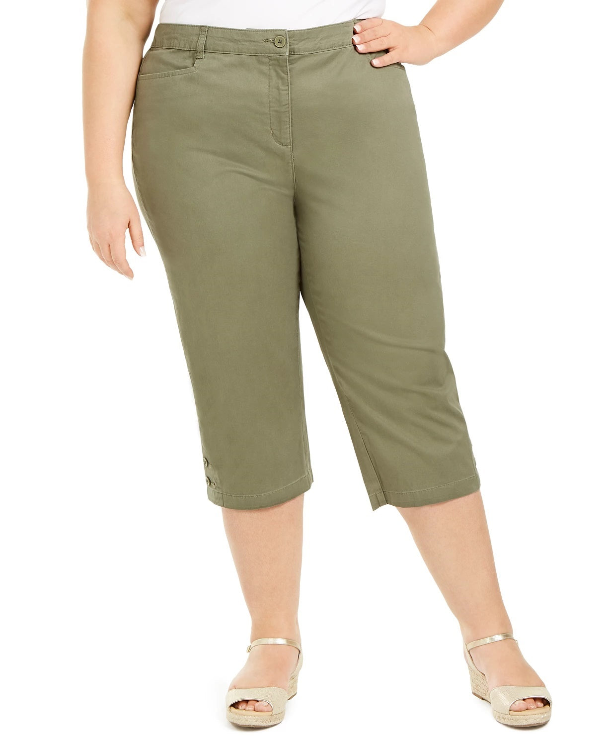 Calça Capri Plus Size Karen Scott Feminina Cinza Tamanho 18W