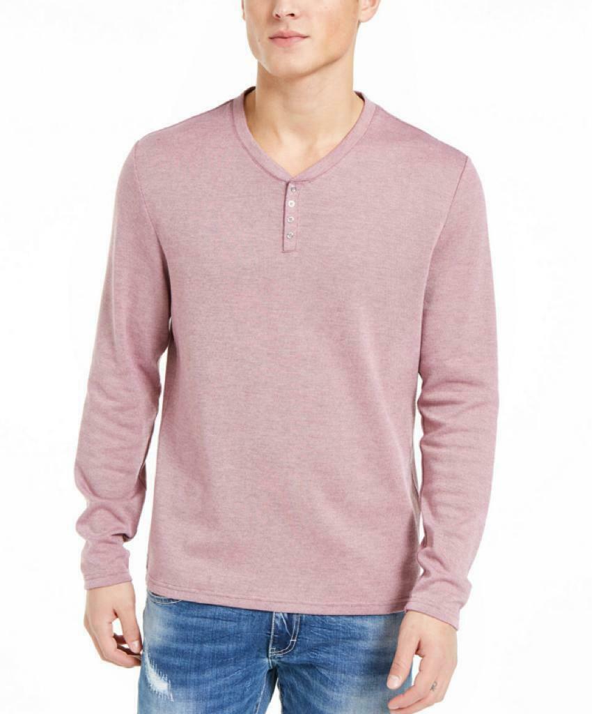 INC International Concepts Radar Manga Longa Henley Rosa Tamanho X-S