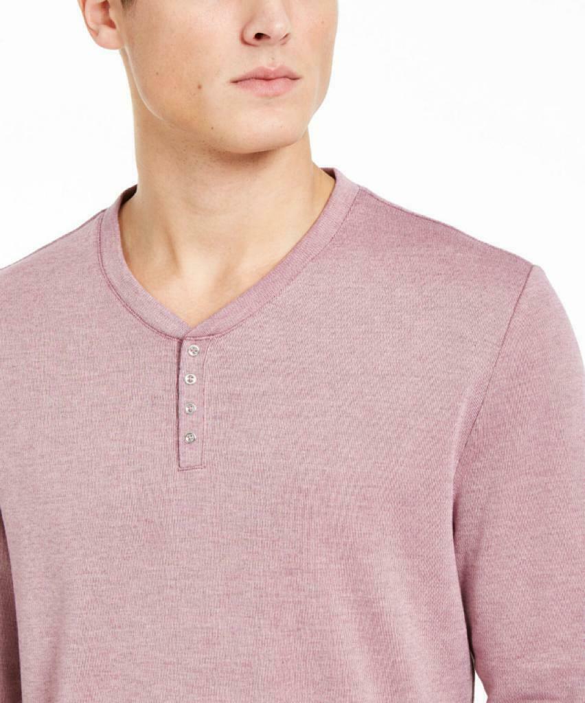 INC International Concepts Radar Manga Longa Henley Rosa Tamanho X-S