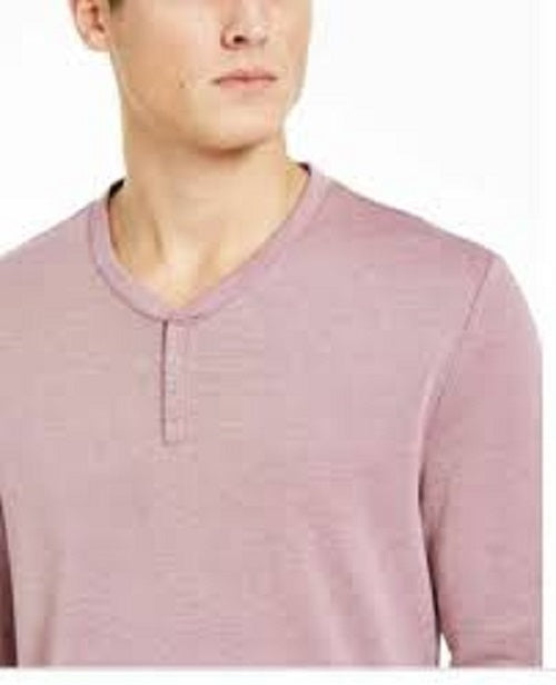 INC International Concepts Radar Manga Longa Henley Rosa Tamanho XX-Grande Masculino