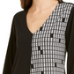 Blusa feminina Alfani com estampa mista e bainha assimétrica, preta, tamanho pequeno e pequeno