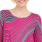 Camiseta feminina com estampa de redemoinho e manga 3/4, tamanho grande, rosa, da coleção JM