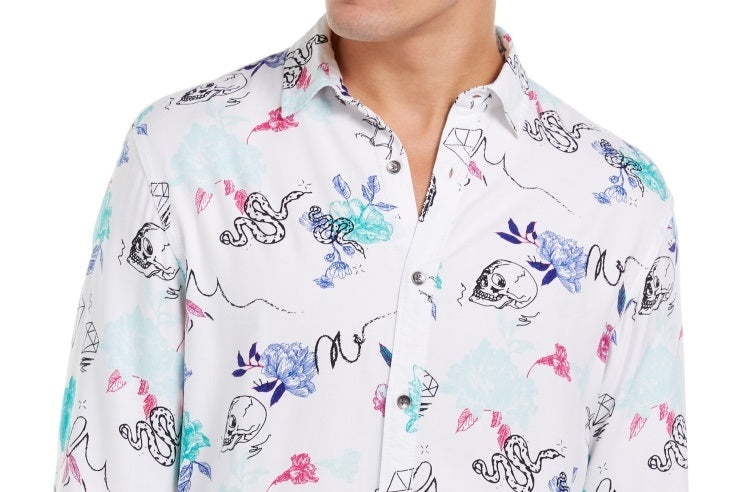 Camisa Masculina INC International Concepts Estampa Tropical Esboço Branca Tamanho P