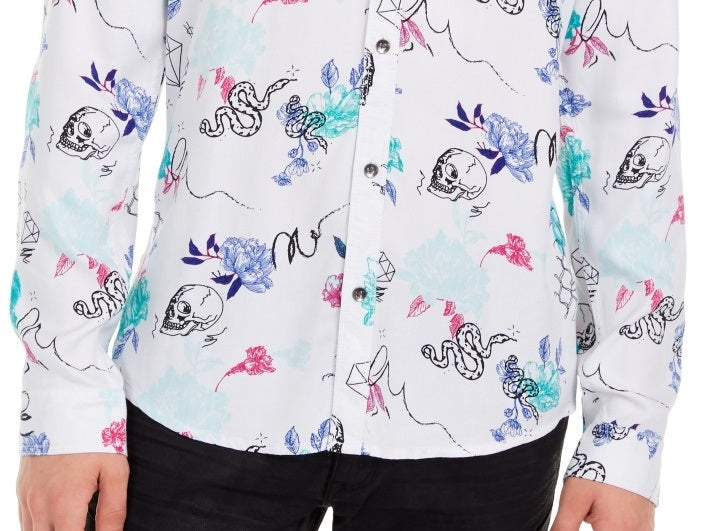 Camisa Masculina INC International Concepts Estampa Tropical Esboço Branca Tamanho P